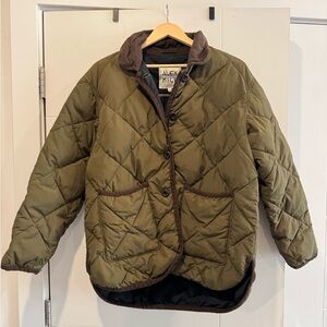 Alex Mill Quinn Quilted Jacket with Green With Brown Trim